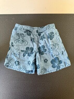 Disney Light Blue Floral Stitch Print Kids Shorts